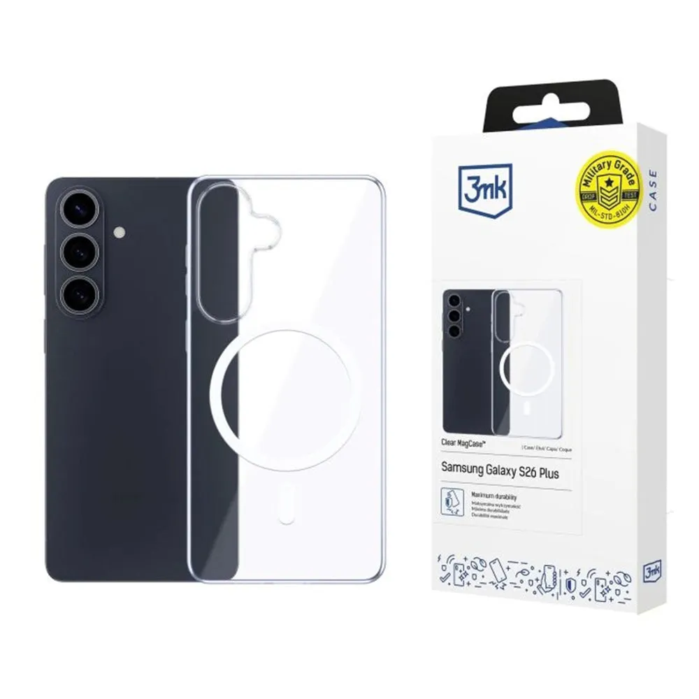 Custodia MagSafe per Samsung Galaxy S26 S942, 3MK, Clear MagCase, Trasparente - immagine 1