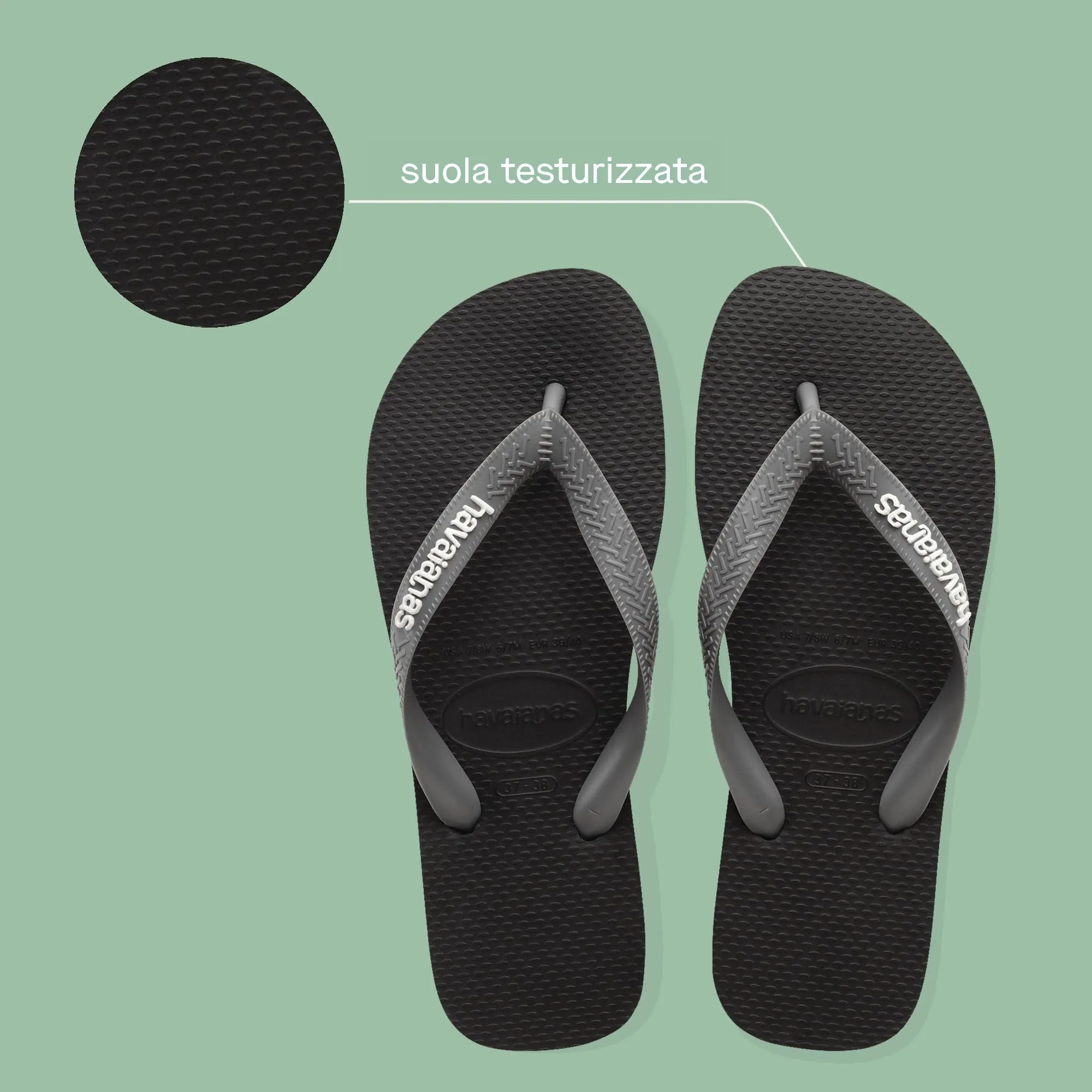 Havaianas Top Logo Pop Up Adulti Unisex Infradito Nero/Grigio acciaio 41/42 EU - immagine 3