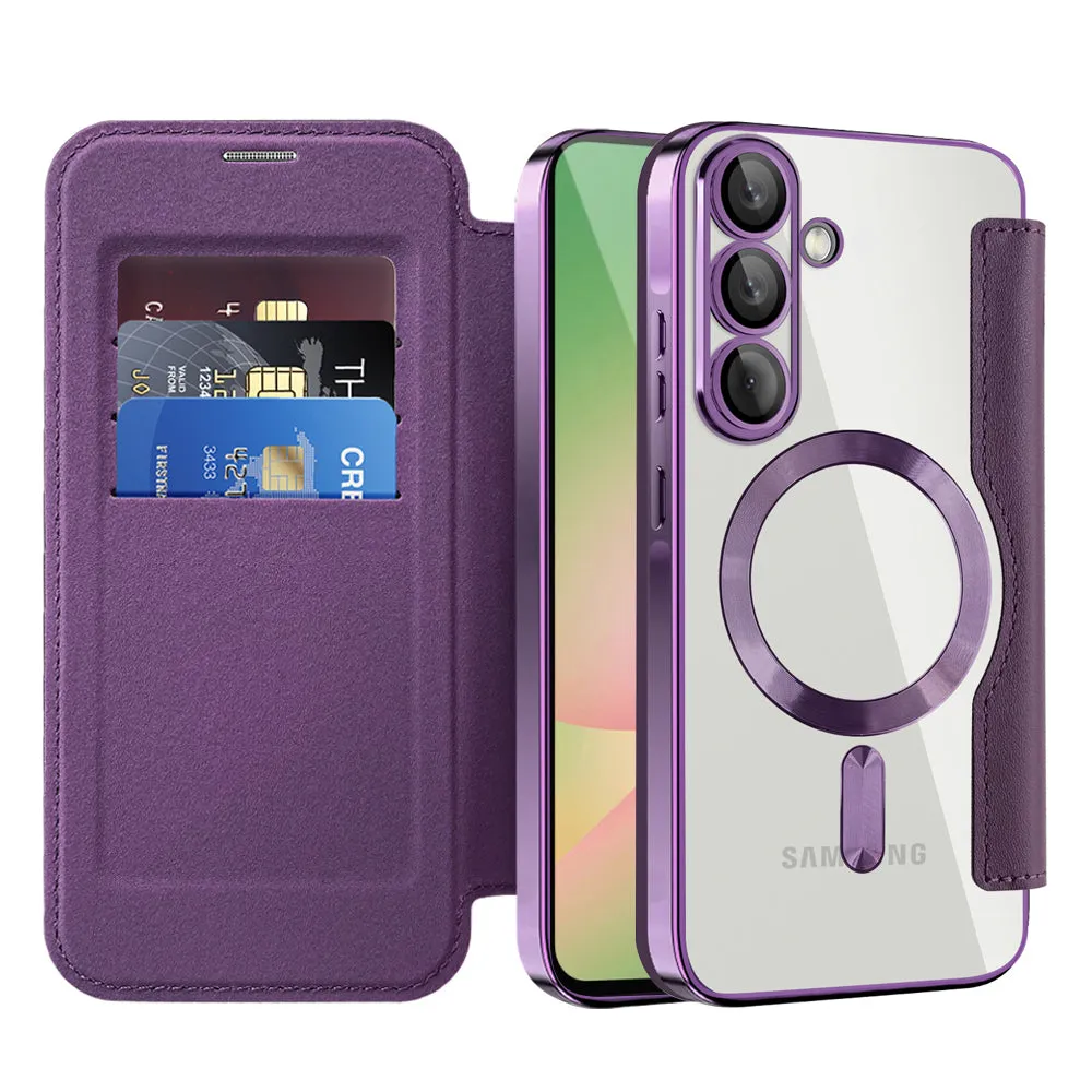Custodia MagSafe per Samsung Galaxy A57 5G, Techsuit, SmartMag Book, Viola - immagine 1