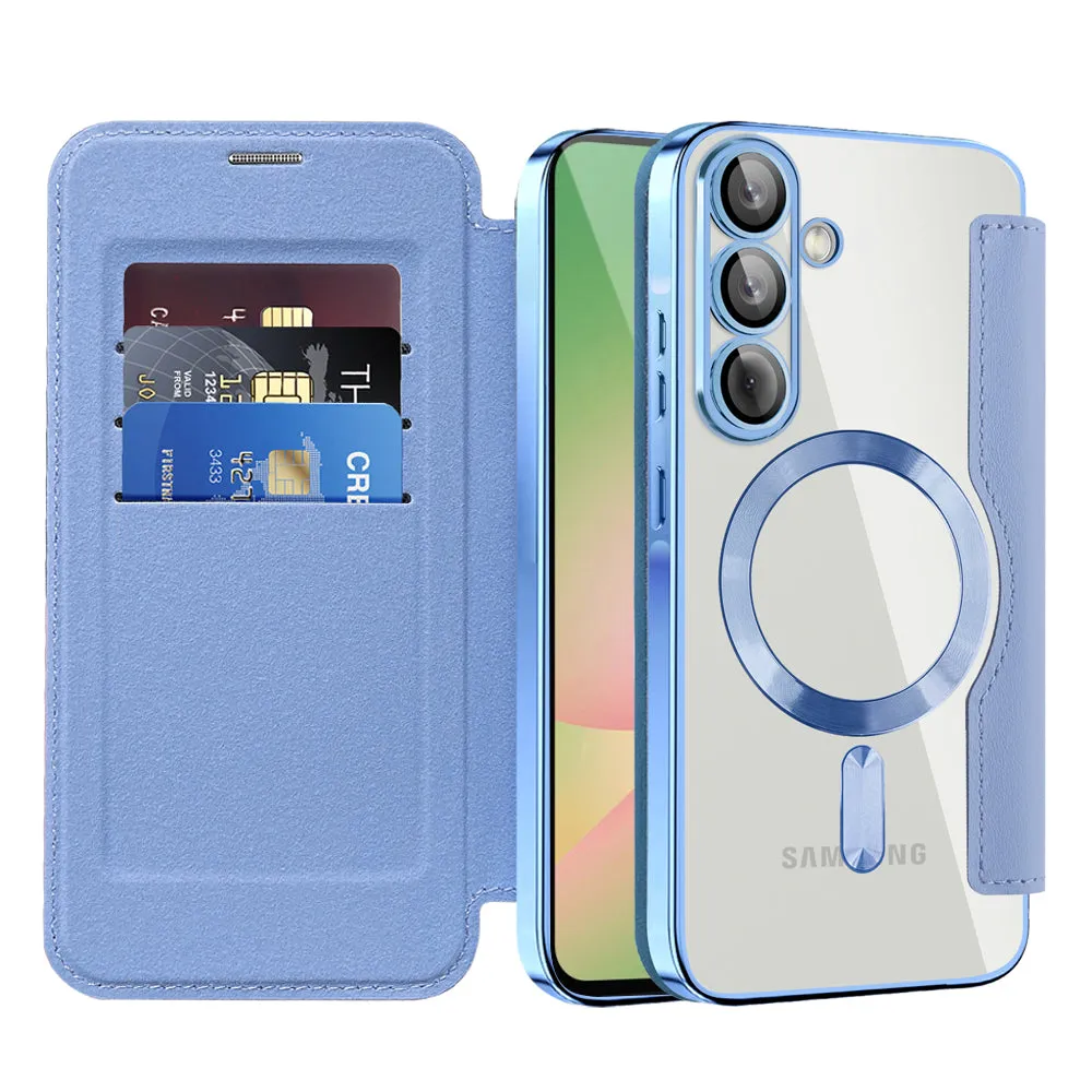 Custodia MagSafe per Samsung Galaxy A57 5G, Techsuit, SmartMag Book, Blu - immagine 1