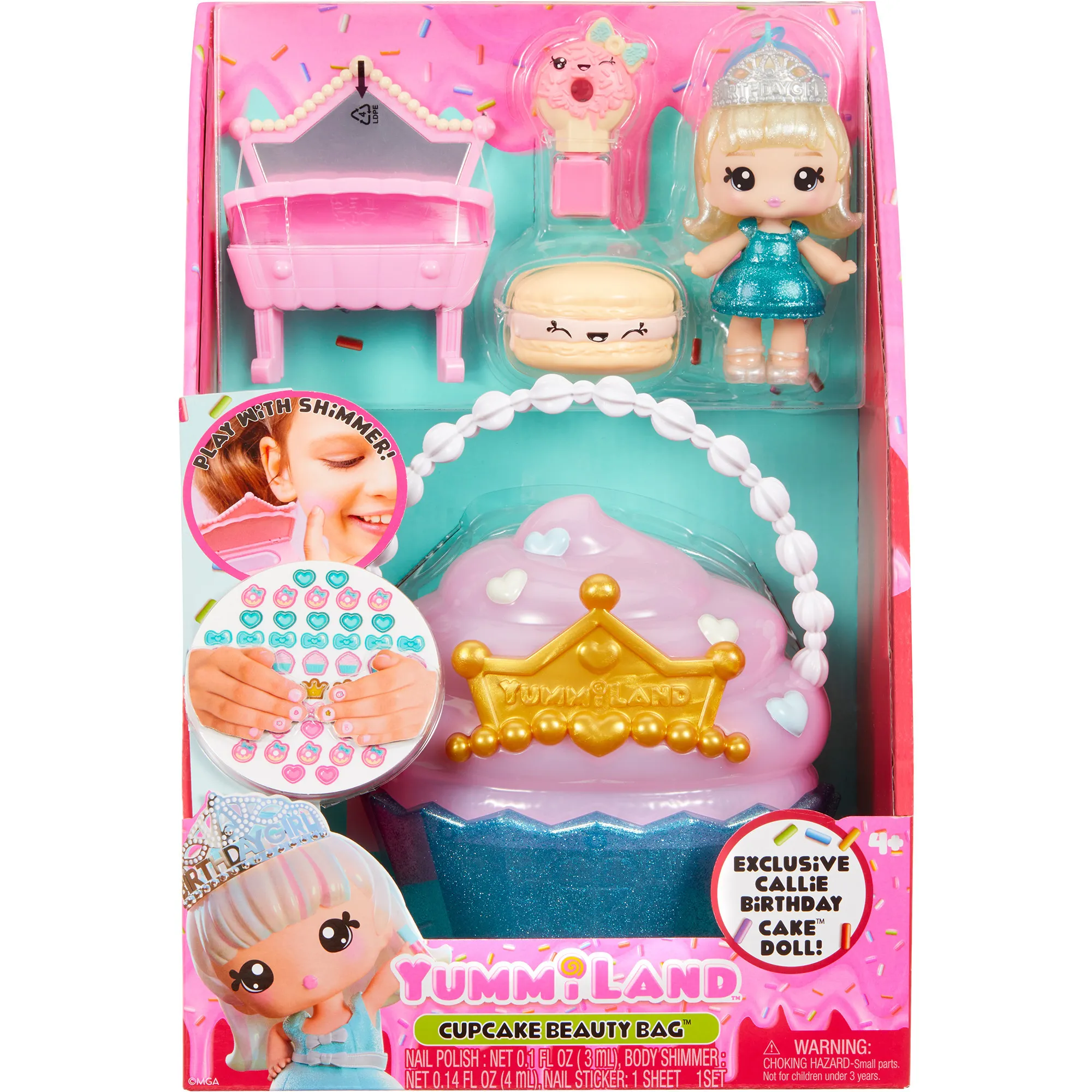 Yummiland Beauty Bag Playset + Lip Gloss Doll - Cupcake Beauty Bag, Gioco figura - immagine 1
