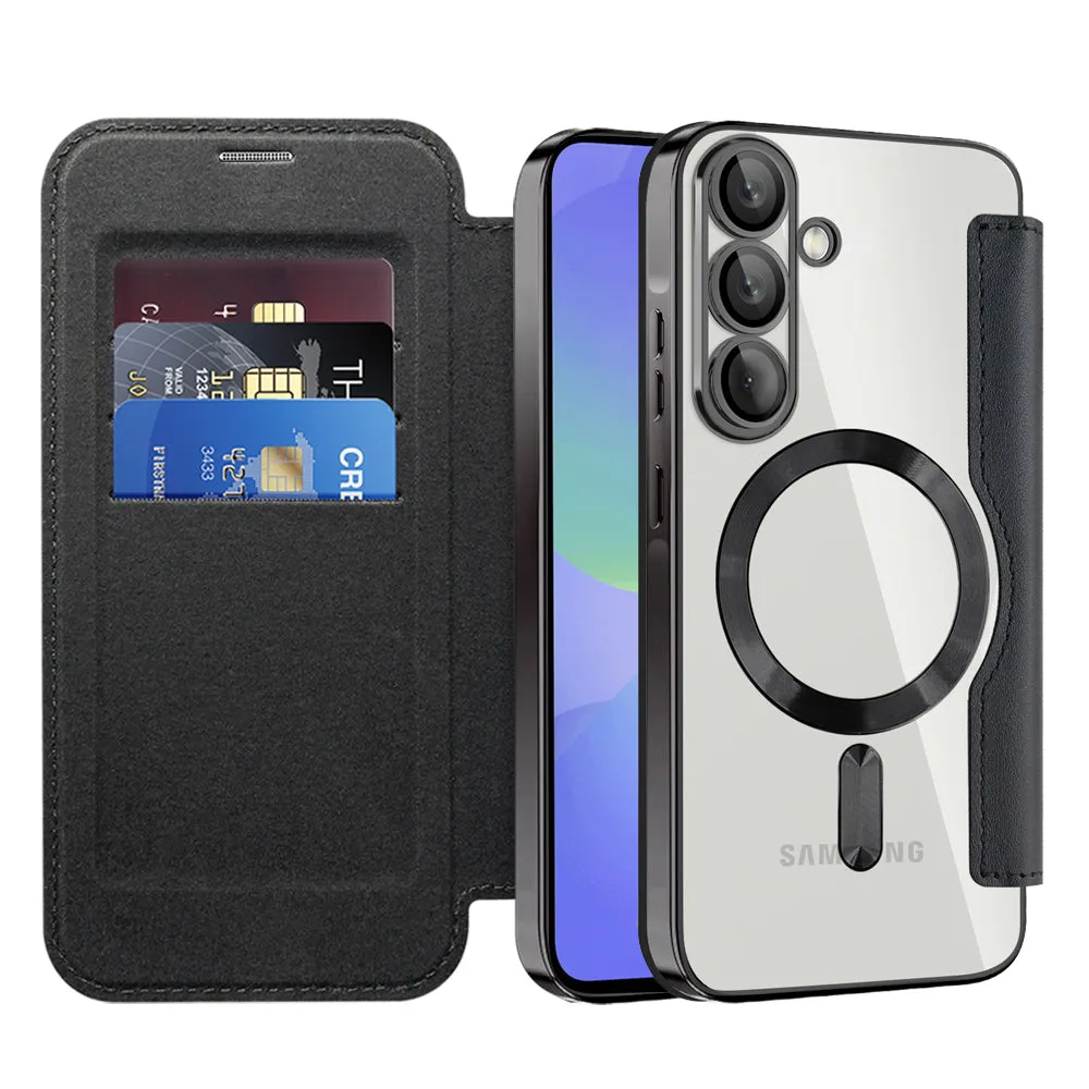Custodia MagSafe per Samsung Galaxy A37 5G, Techsuit, SmartMag Book, Nera - immagine 1