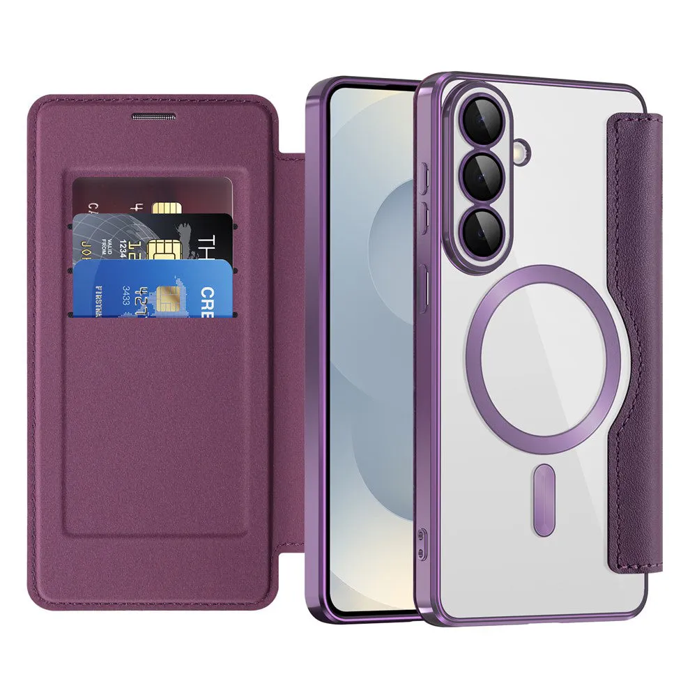 Custodia MagSafe per Samsung Galaxy S26 Plus S947, Techsuit, SmartMag Book, Viola - immagine 1