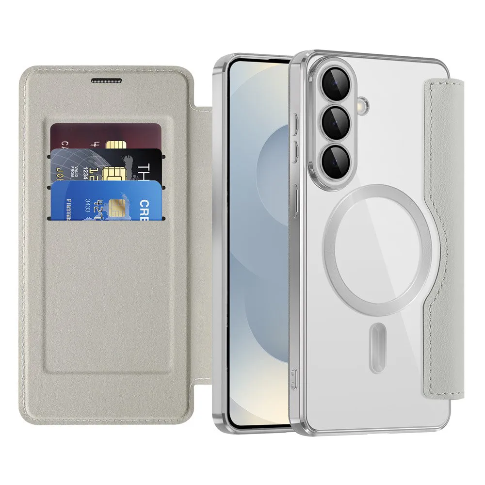Custodia MagSafe per Samsung Galaxy S26 Plus S947, Techsuit, SmartMag Book, Grigio - immagine 1