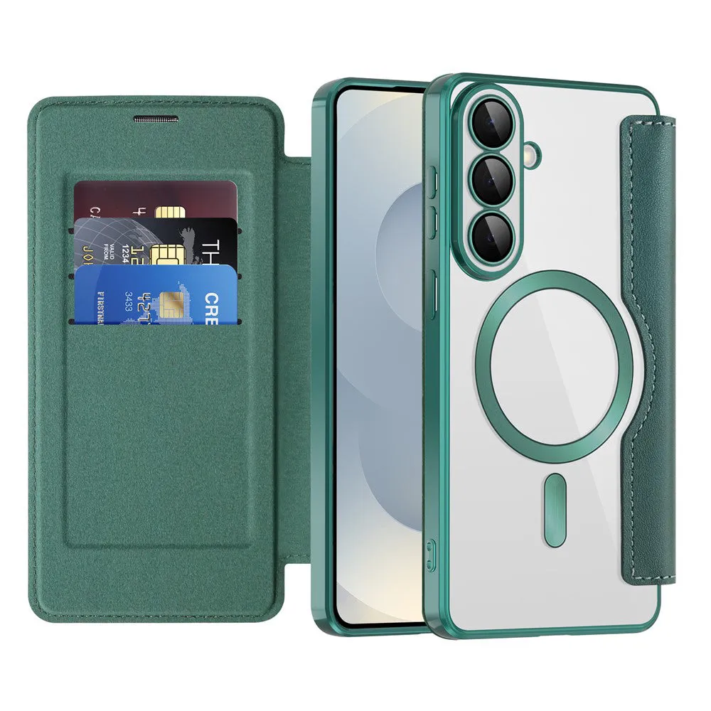 Custodia MagSafe per Samsung Galaxy S26 Plus S947, Techsuit, SmartMag Book, Verde - immagine 1