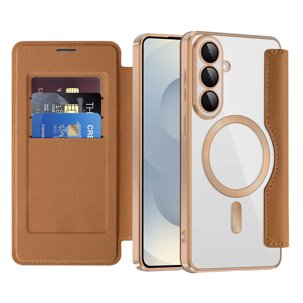 Custodia MagSafe per Samsung Galaxy S26 Plus S947, Techsuit, SmartMag Book, Marrone - immagine 1