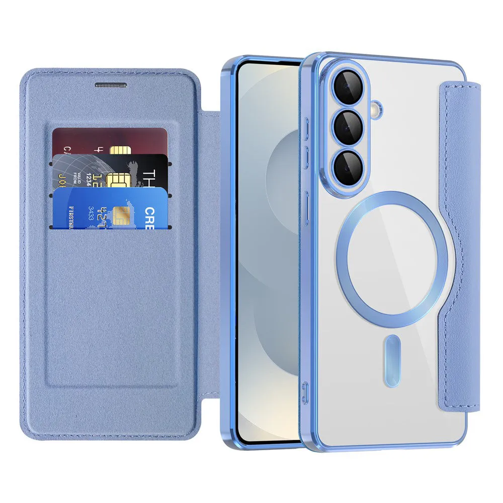 Custodia MagSafe per Samsung Galaxy S26 S942, Techsuit, SmartMag Book, Blu - immagine 1