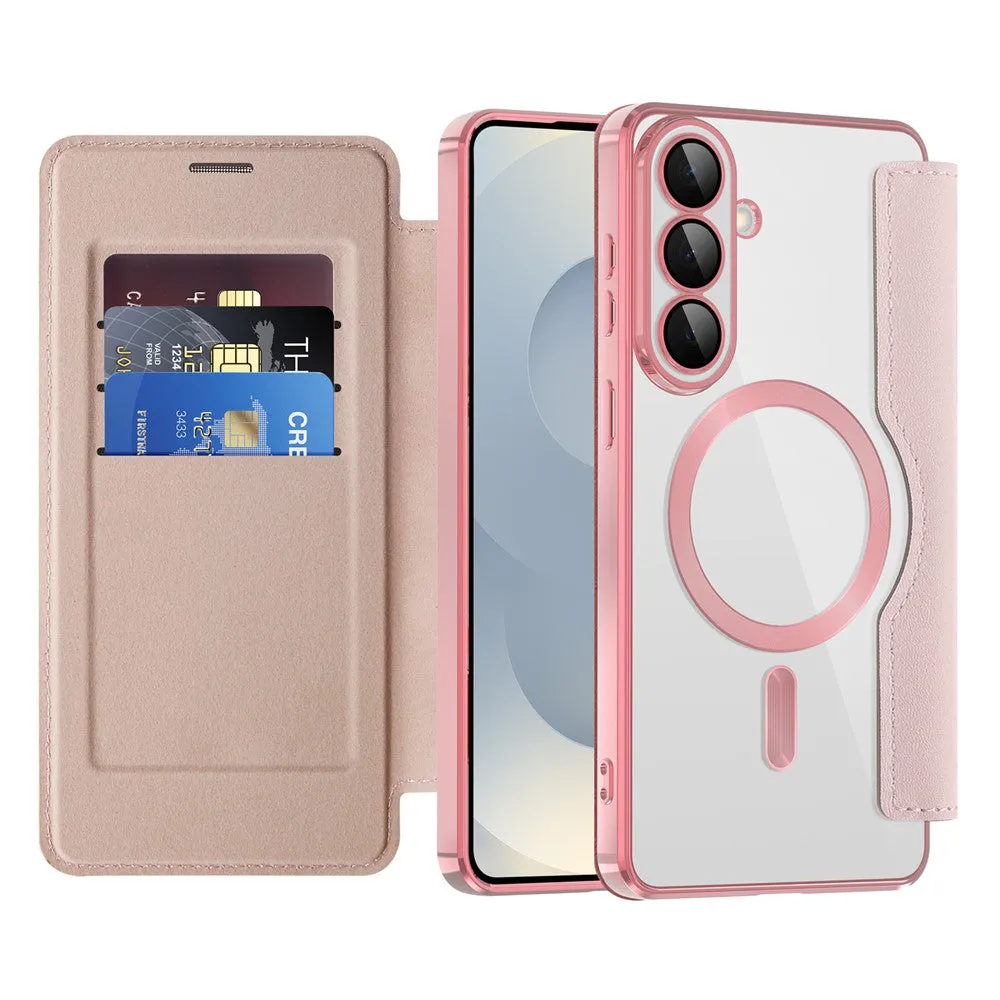 Custodia MagSafe per Samsung Galaxy S26 S942, Techsuit, SmartMag Book, Rosa - immagine 1