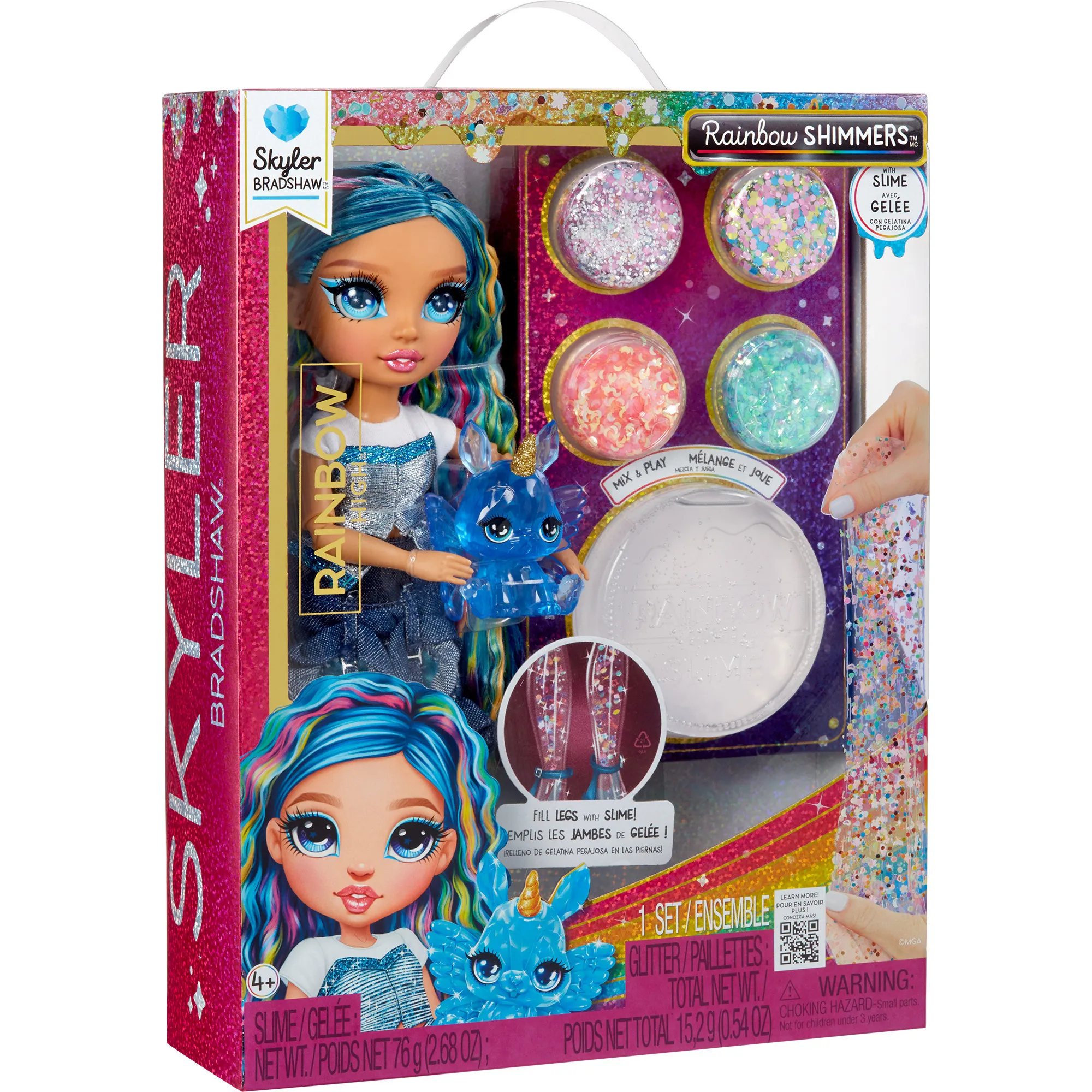 Rainbow Shimmers with Slime Fashion Doll - Skyler (blue), Bambola - immagine 1