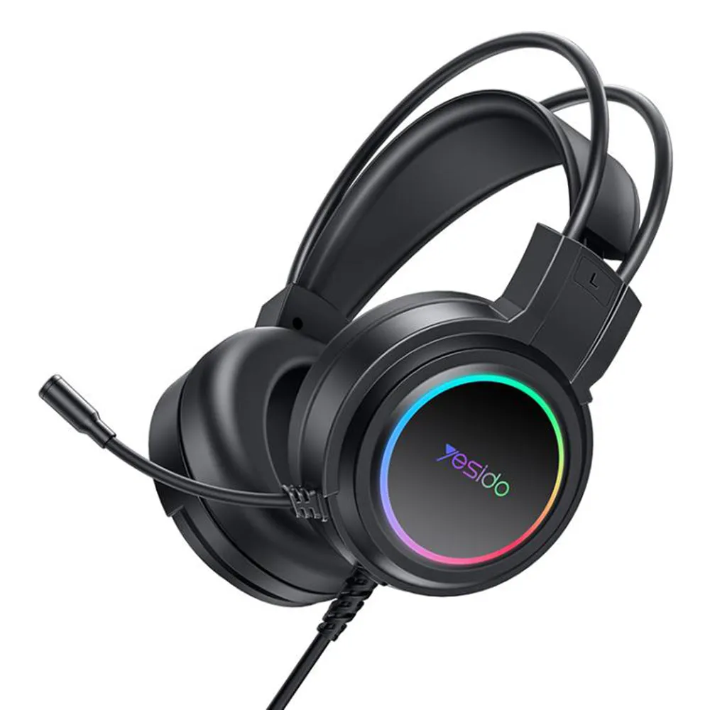 Cuffie Gaming USB Yesido EK05, RGB, 1.2m, Nere - immagine 1