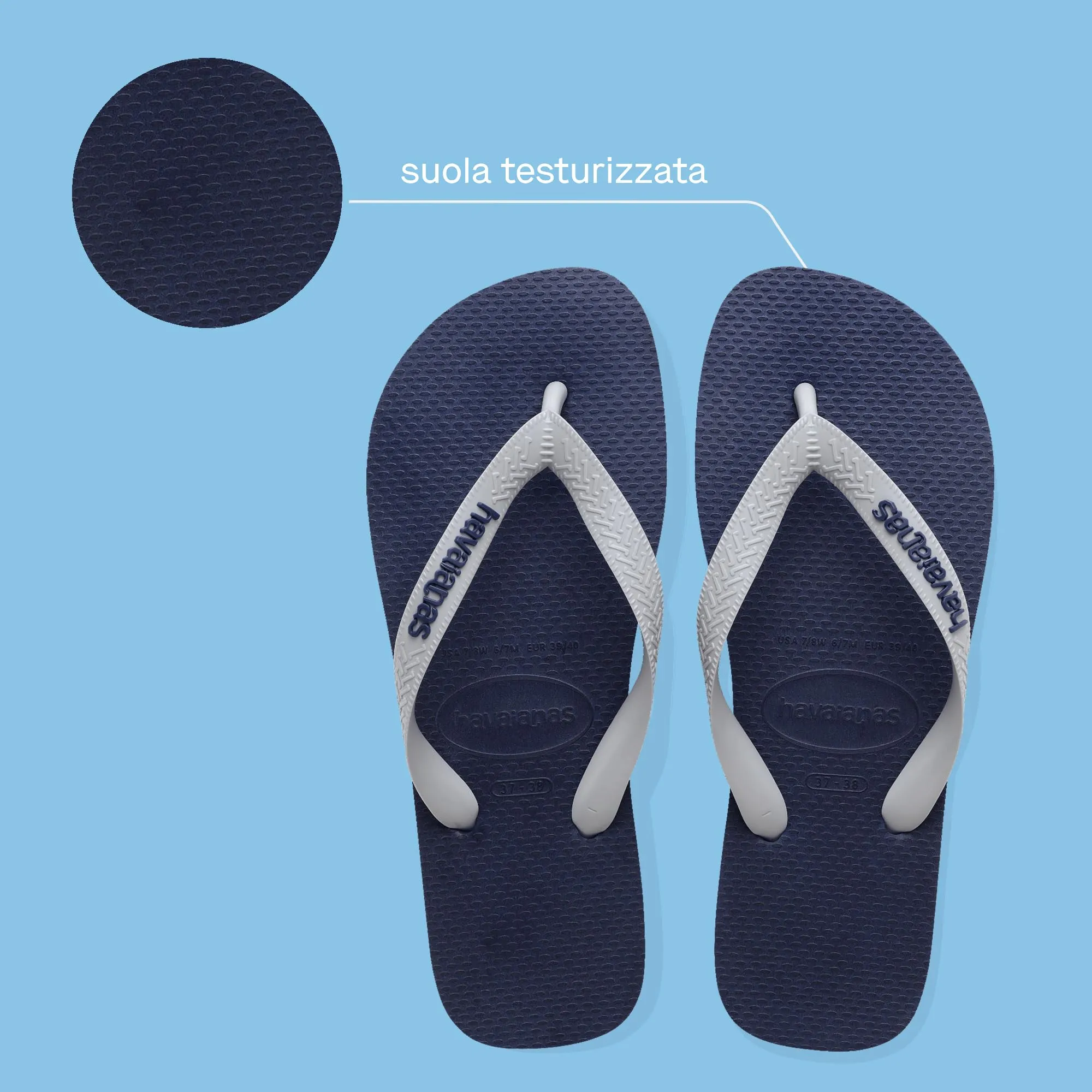 Havaianas Top Logo Pop Up Adulti Unisex Infradito Blu navy/Grigio ghiaccio 45/46 EU - immagine 3
