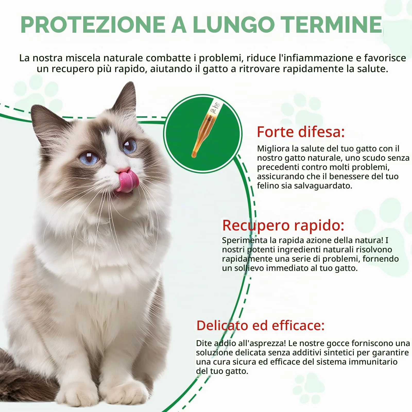Antibiotici Naturali per Gatti - Trattamento Infezioni Cutanee, Respiratorie e Urinarie,Antibiotici per gatti,Sollievo per la pelle pruriginosa del,Sollievo per le allergie del - 60ml - immagine 3