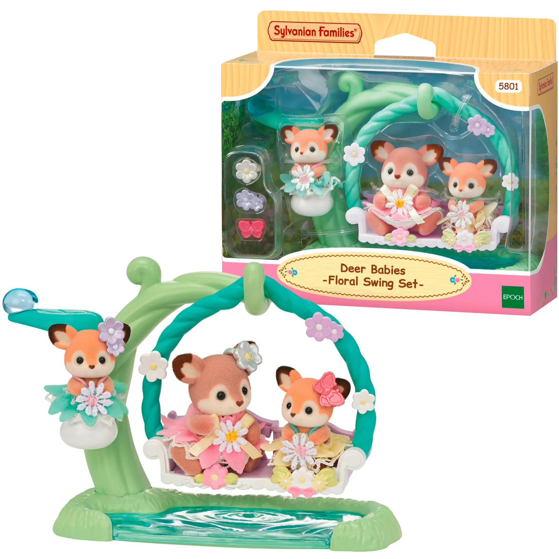Sylvanian Families - Set gioco Cuccioli di cervo con altalena floreale, Giochi di costruzione - immagine 1