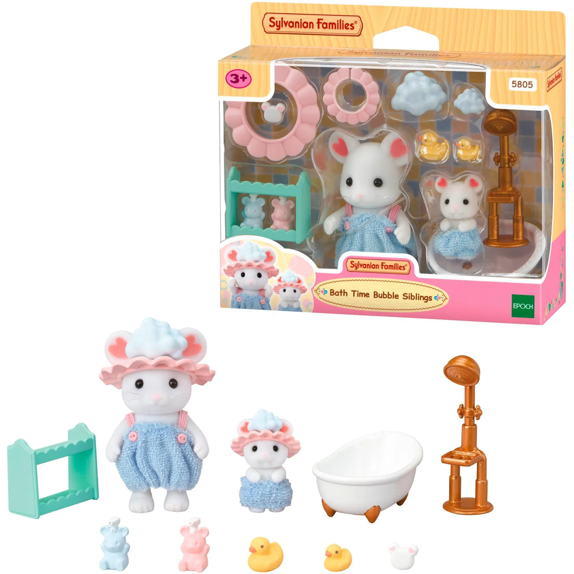 Sylvanian Families - Set gioco bagno Topolini Marshmallow, Giochi di costruzione - immagine 1