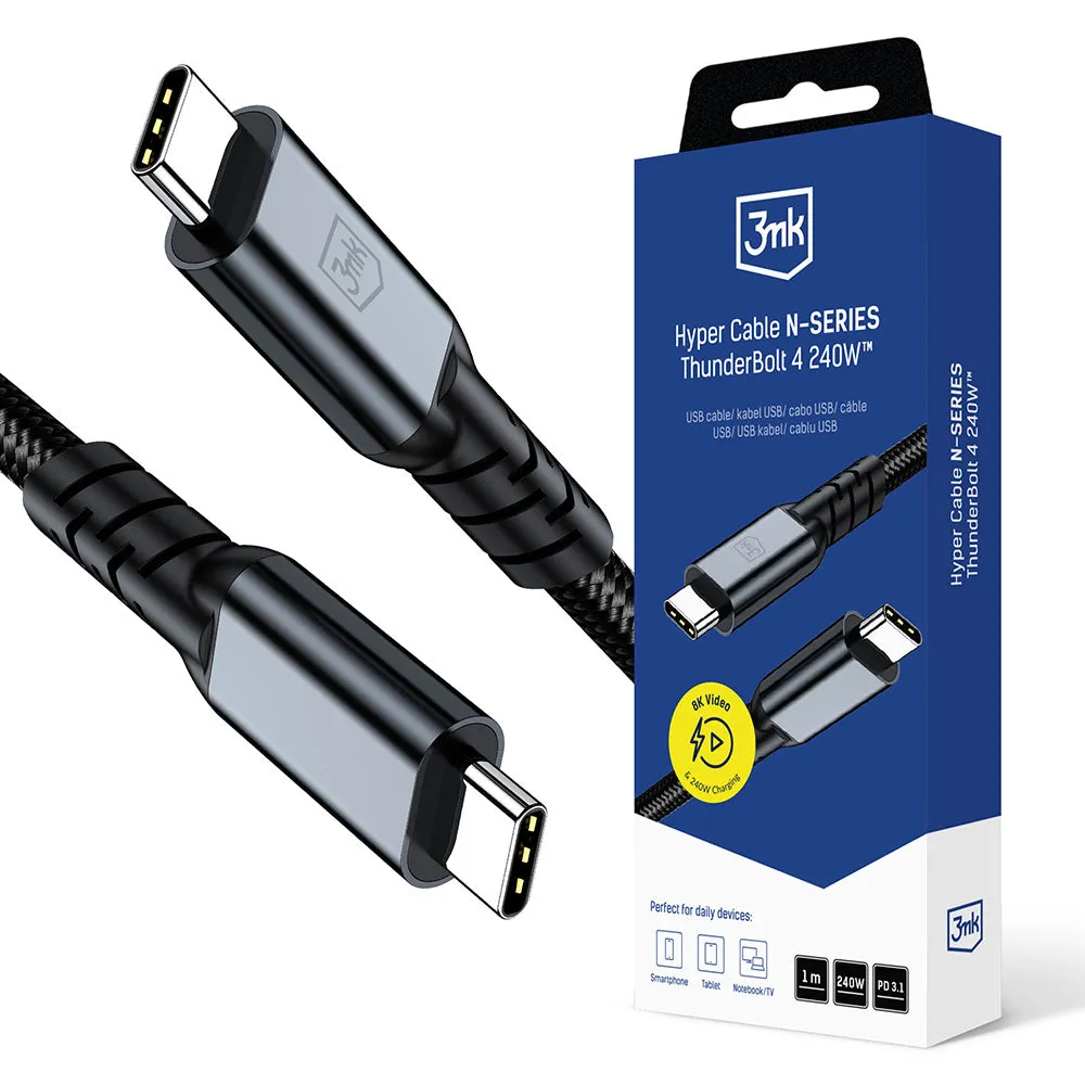 Cavo Dati e Ricarica USB-C - USB-C 3MK Hyper N Thunderbolt 4, 240W, 1m, Nero - immagine 1