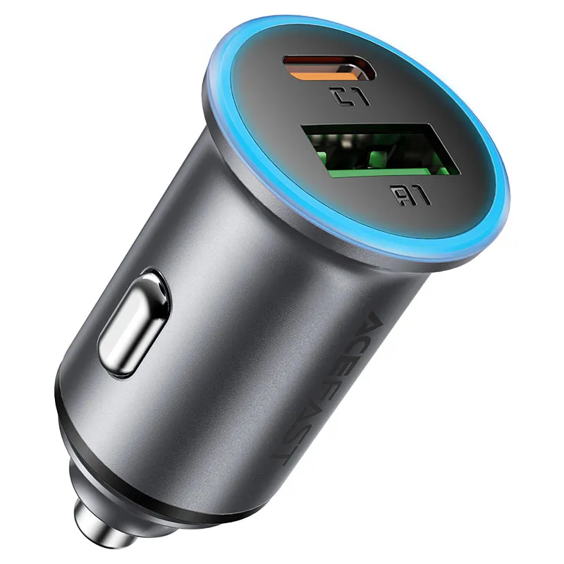 Caricabatterie Auto Acefast B15, 65W, 3.25A, 1 X USB-A - 1 x USB-C, Grigio - immagine 1