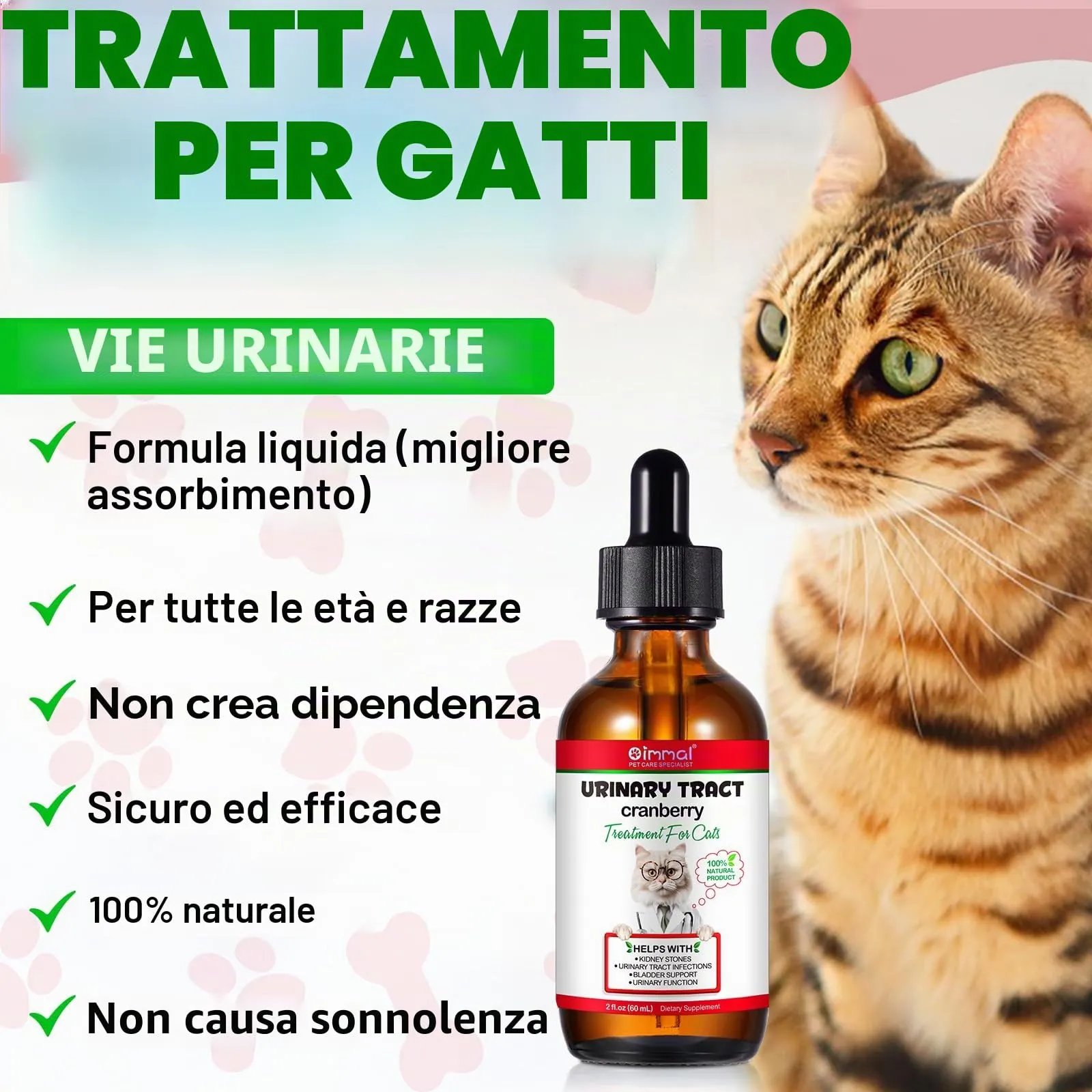 Gocce Di Trattamento Dell'Infezione Urinaria Del Gatto,2 Fl Oz Gocce Di Riparazione Dell'Uti Del Gatto Sostiene La Vescica,Pietra Renale, Salute Per La Cura Delle Urine Per I Gatti (2 Bottiglia) - immagine 4
