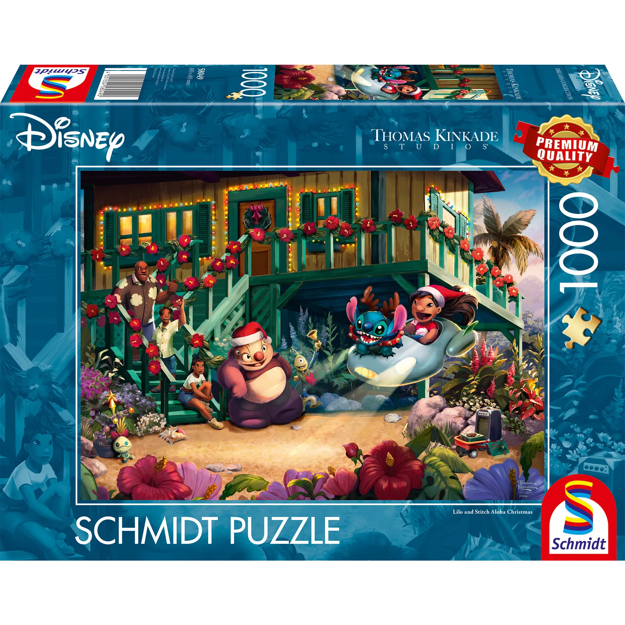 Thomas Kinkade Studios: Disney - Lilo and Stitch Aloha Christmas, Puzzle - immagine 1