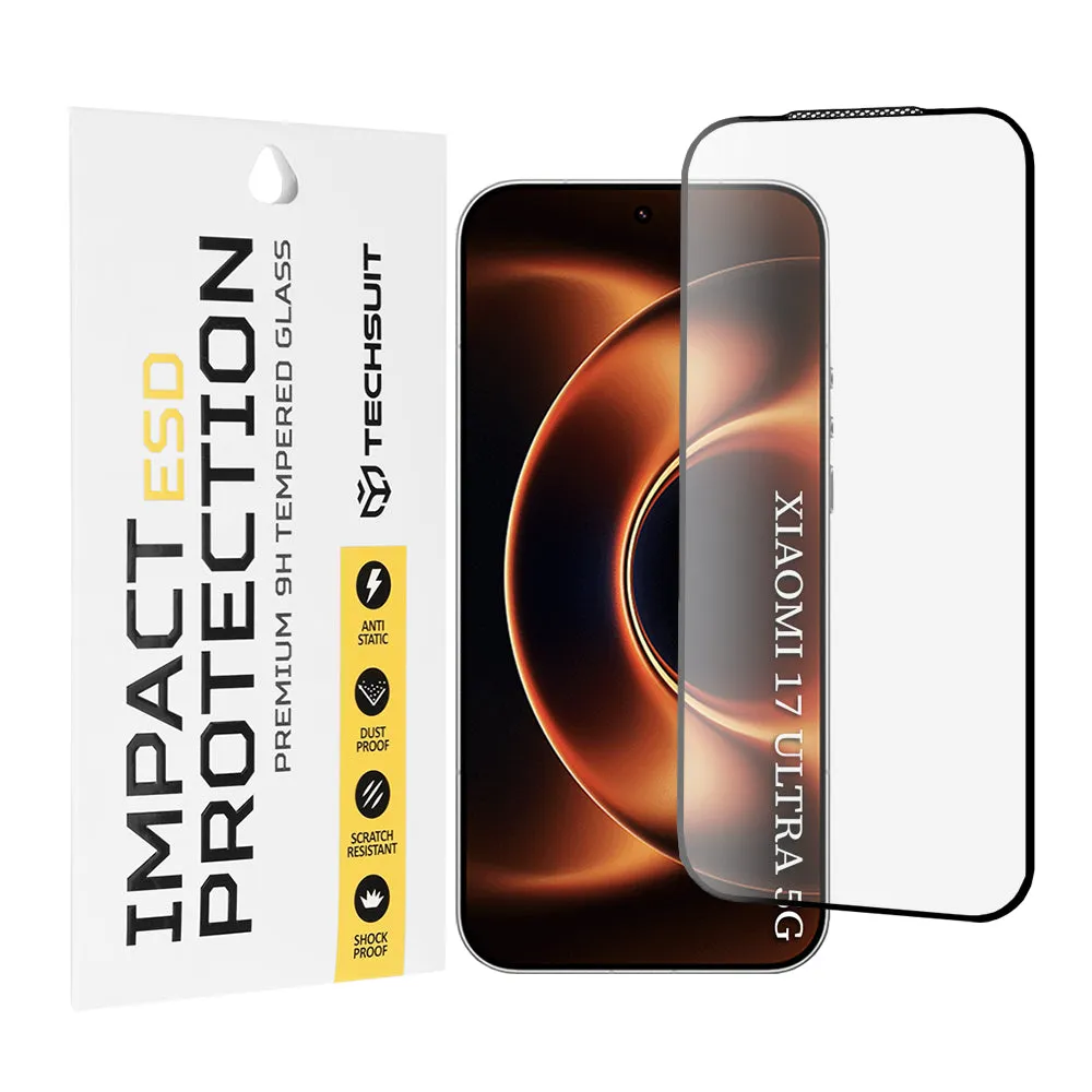 Pellicola protettiva per schermo Techsuit per Xiaomi 17 Ultra, Vetro temperato, Full Glue, Nero - immagine 1