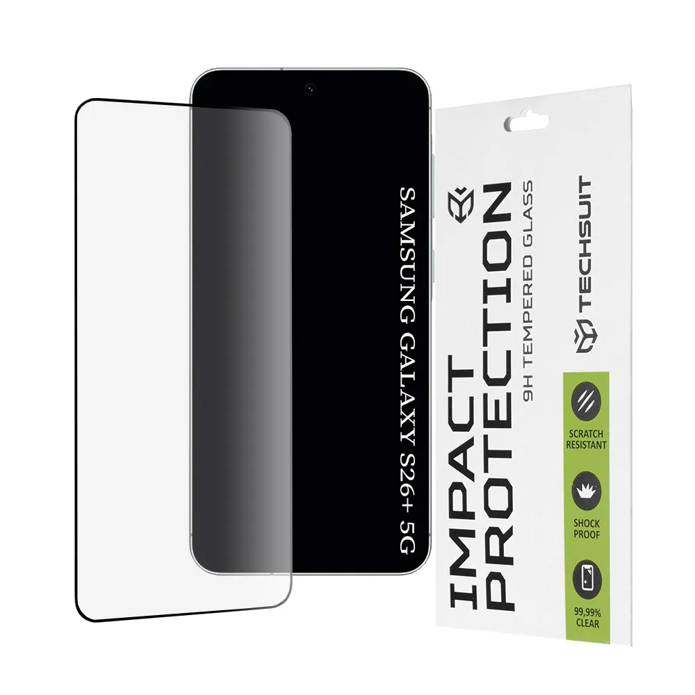 Pellicola protettiva Techsuit per Samsung Galaxy S26 Plus S947, Vetro Temperato, Full Glue, 111D, Nera - immagine 1