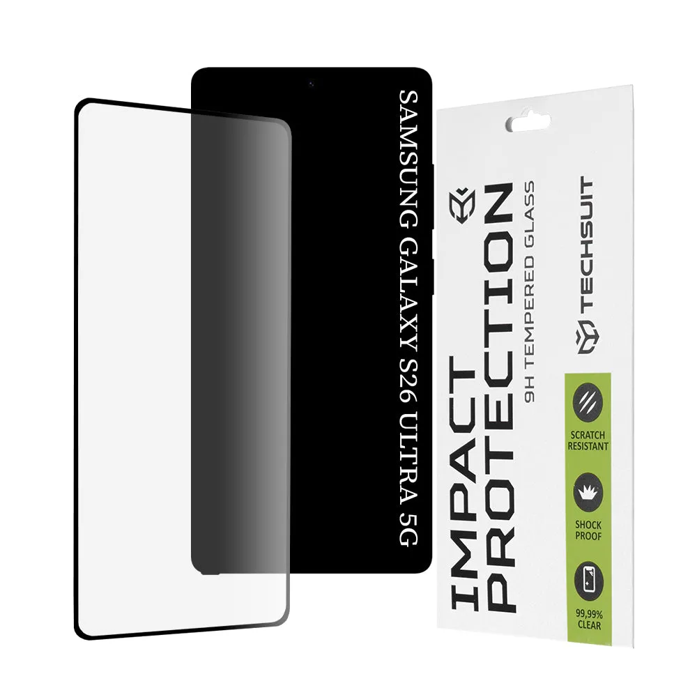 Pellicola protettiva Techsuit per Samsung Galaxy S26 Ultra S948, Vetro Temperato, Full Glue, 111D, Nera - immagine 1