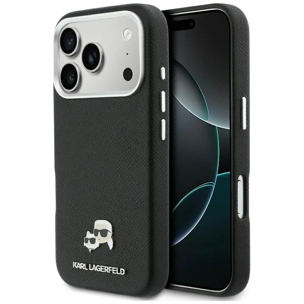 Custodia MagSafe per Apple iPhone 17 Pro Max, Karl Lagerfeld, Karl & Choupette Head's Pin, Nera - immagine 1