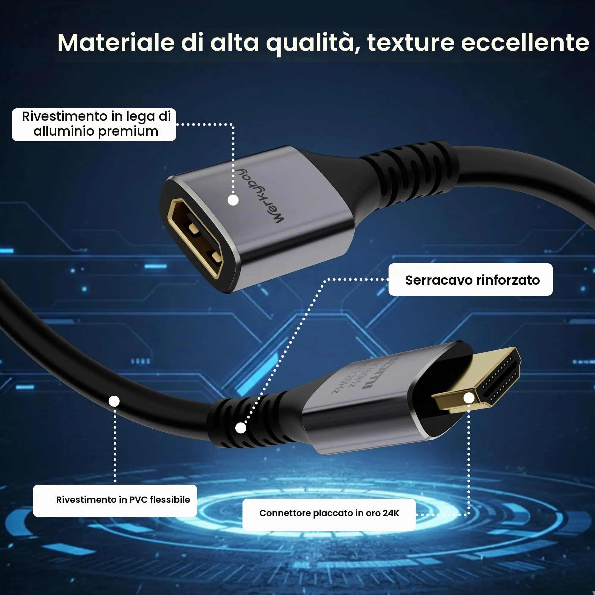 Werkybay 3m Cavo di Prolunga HDMI 2.1, Maschio a Femmina 8K@60Hz 4K@120Hz, 48Gbps Ultra Highspeed, UHD eARC HDCP2.3 HDR10+ 3D, 8K Cavo Adattatore HDMI compatibile con TV Stick, HDTV, PS5/4,Xbox ecc - immagine 2