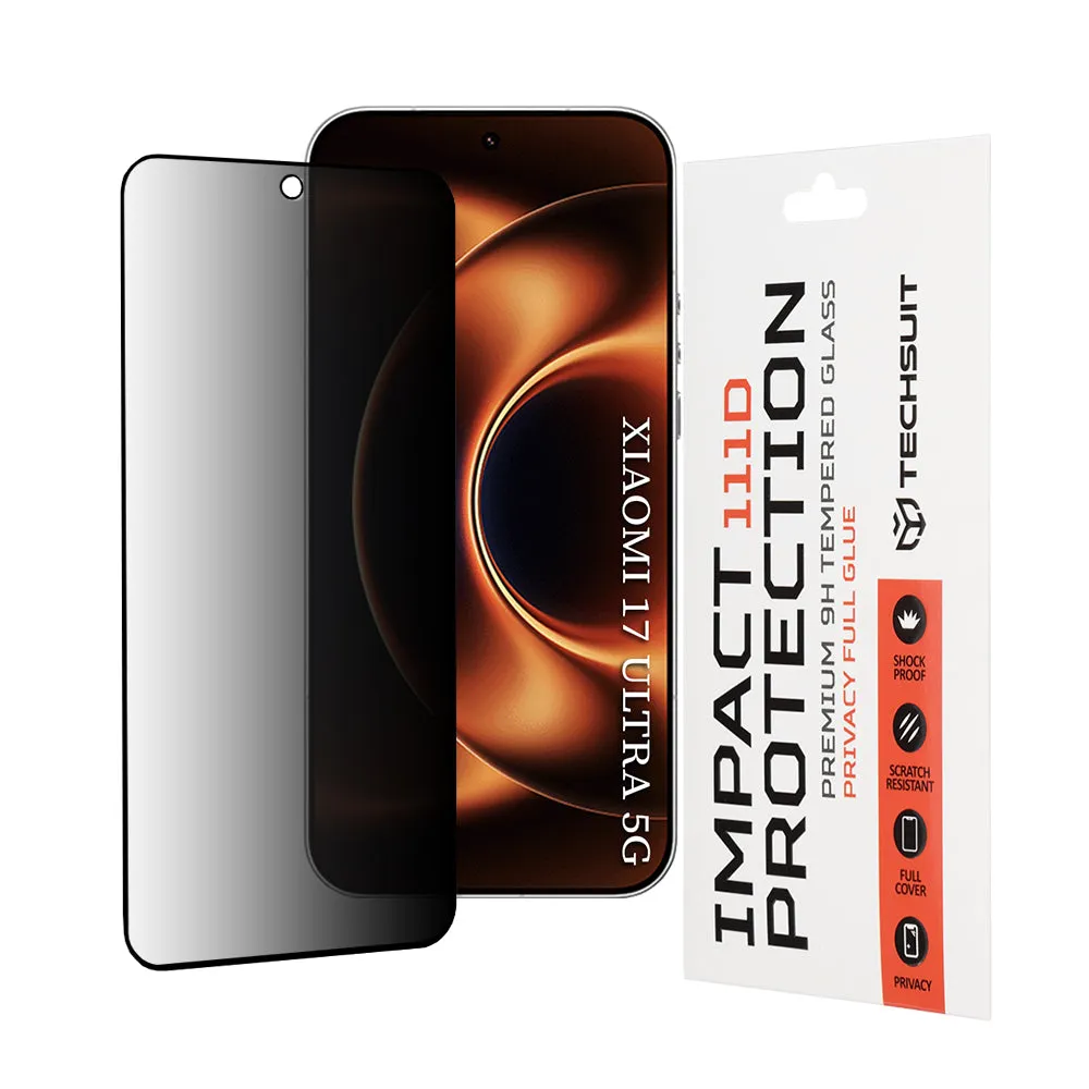 Pellicola Protettiva Schermo Privacy Techsuit per Xiaomi 17 Ultra, Vetro Temperato, Full Glue, 111D - immagine 1
