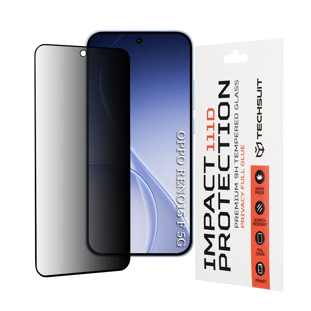 Pellicola Protettiva Schermo Privacy Techsuit per Oppo Reno15 FS / Reno15 F, Vetro Temperato, Full Glue, 111D - immagine 1