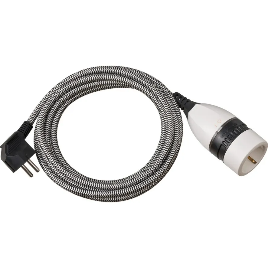 1161830 prolunghe e multiple 3 m 1 presa(e) AC Interno Nero, Bianco, Cavo di prolunga - immagine 1