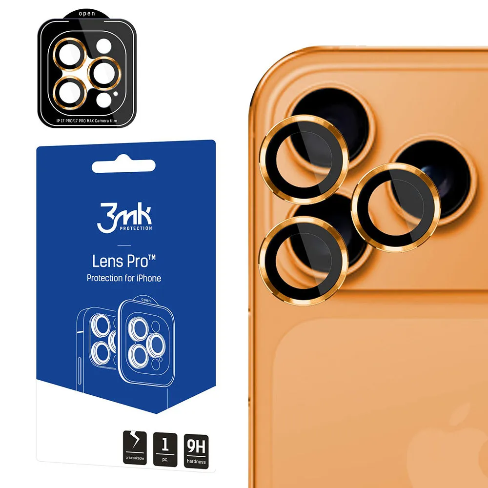 Pellicola Protettiva Posteriore Camera 3MK Protection Pro per Apple iPhone 17 Pro Max / 17 Pro, Vetro Temperato, Arancione - immagine 1