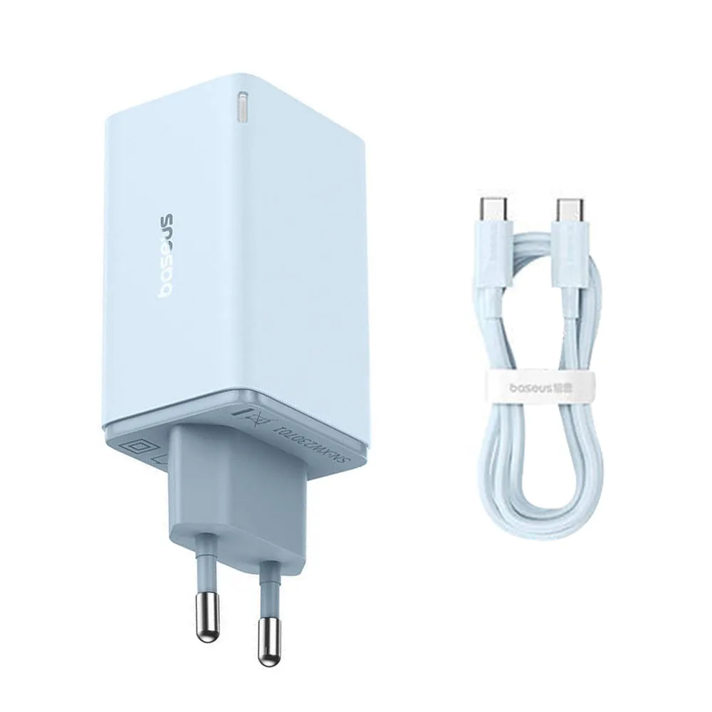 Caricatore da rete con cavo USB-C Baseus GaN6 Pro, 65W, 3,25A, 2 x USB-A - 2 x USB-C, Blu P10162701313-00 - immagine 1