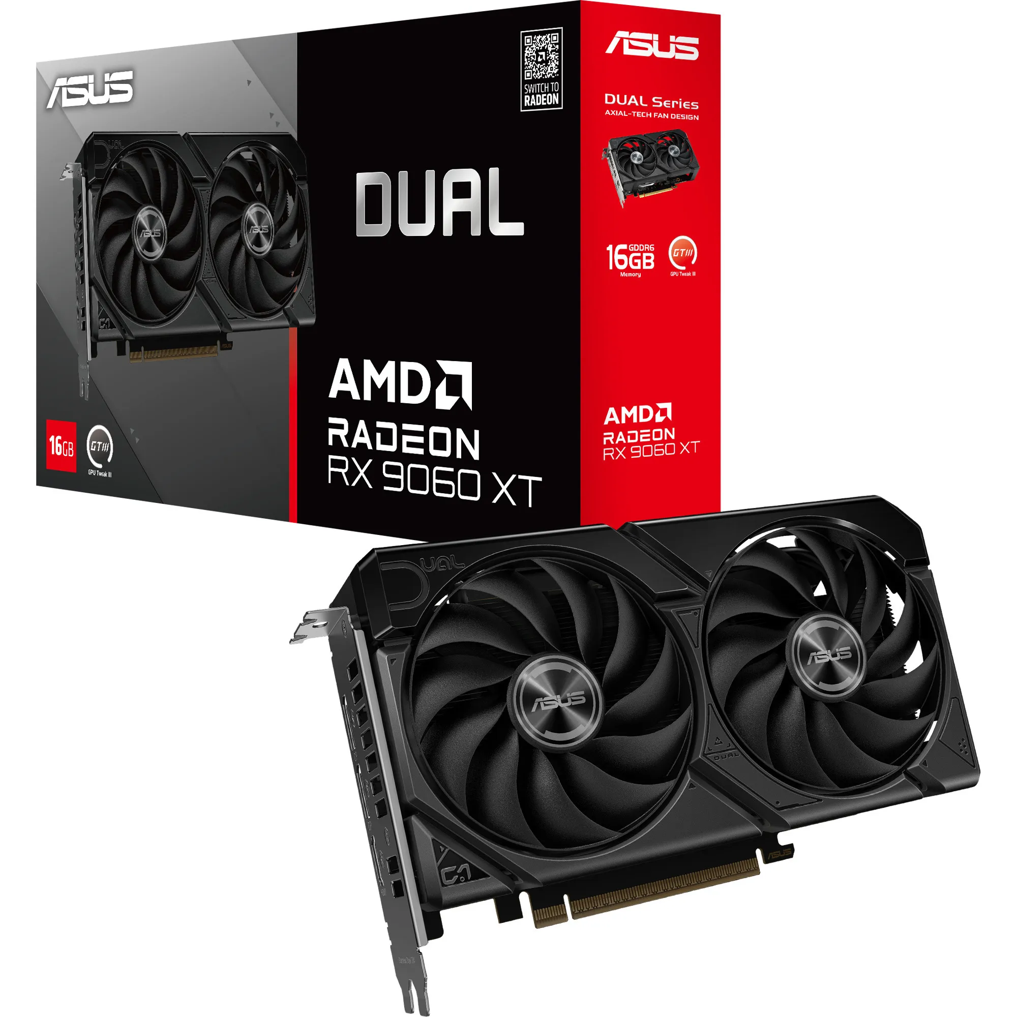 Dual -RX9060XT-16G AMD Radeon RX 9060 XT 16 GB GDDR6, Scheda grafica - immagine 1