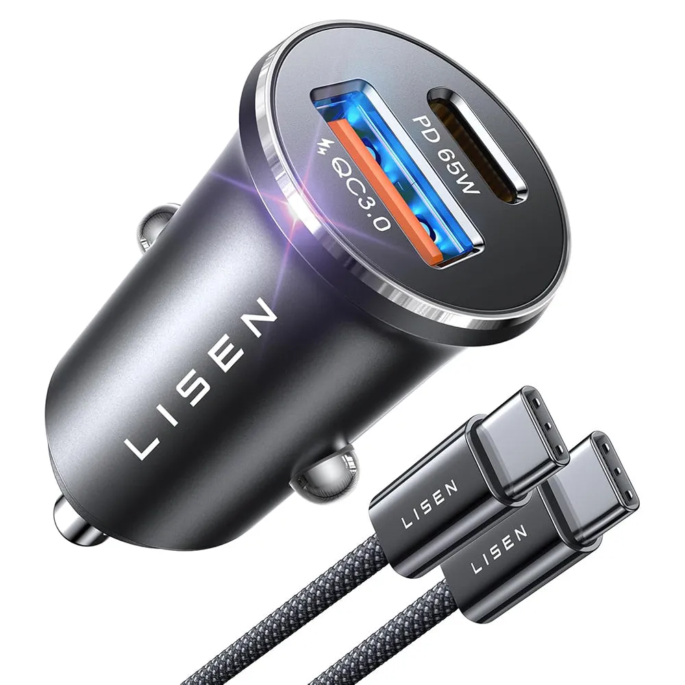 Caricabatterie Auto con Cavo USB-C Lisen, 83W, 3.25A, 1 x USB-A - 1 x USB-C, Argento YL0223110003 - immagine 1