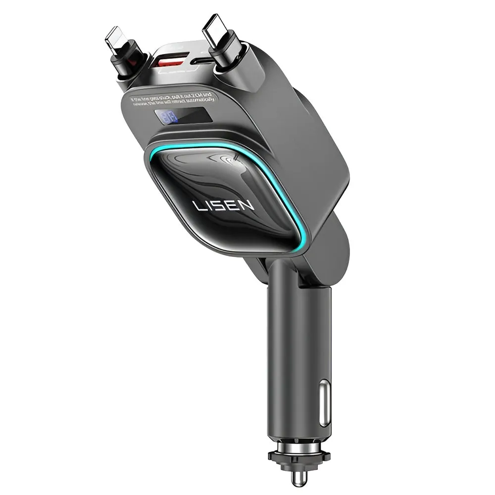 Caricabatterie Auto Con Cavo USB-C / Lightning Lisen Display, 96W, 3A, 1 x USB-A - 1 x USB-C, Nero YL0224080017 - immagine 1