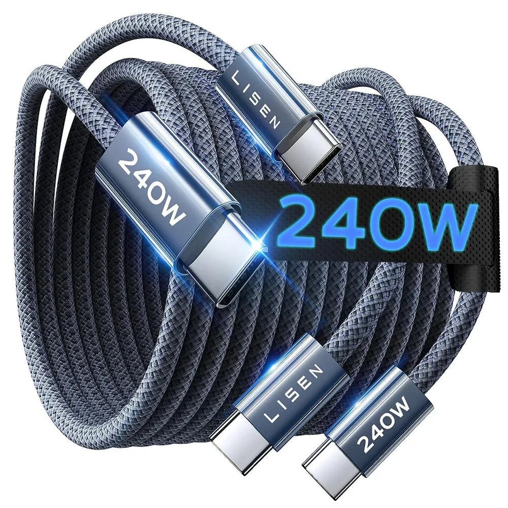 Cavo Dati e Ricarica USB-C - USB-C Lisen, 240W, 2m, Set 2 pezzi, Blu Navy YL0123070023 - immagine 1