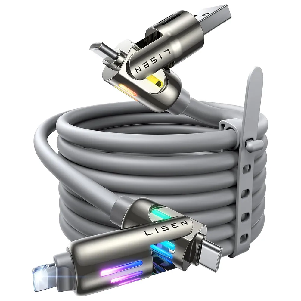 Cavo Dati e Ricarica USB-A / USB-C - Lightning / USB-C Lisen 4in1, 240W, 2m, Grigio YL0124110002 - immagine 1