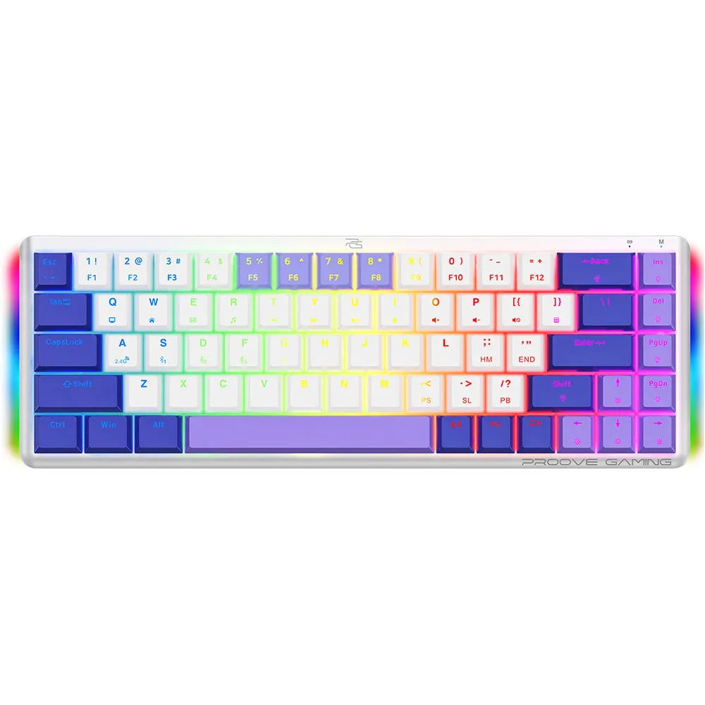 Tastiera Gaming Wireless Proove AFK, RGB, BT / Wi-Fi / Cablata, 1.5m, Bianca WKAFKEN22002 - immagine 1
