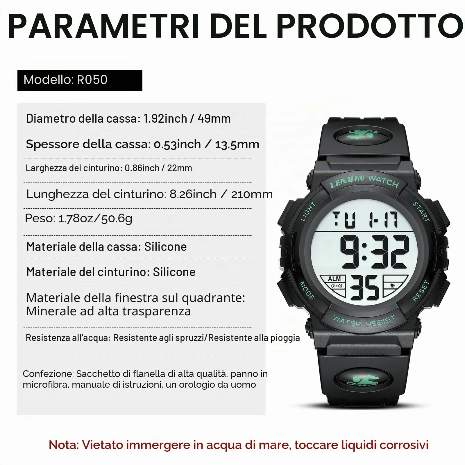 LN LENQIN Orologio Uomo Digitali Sportivo Impermeabile - immagine 7