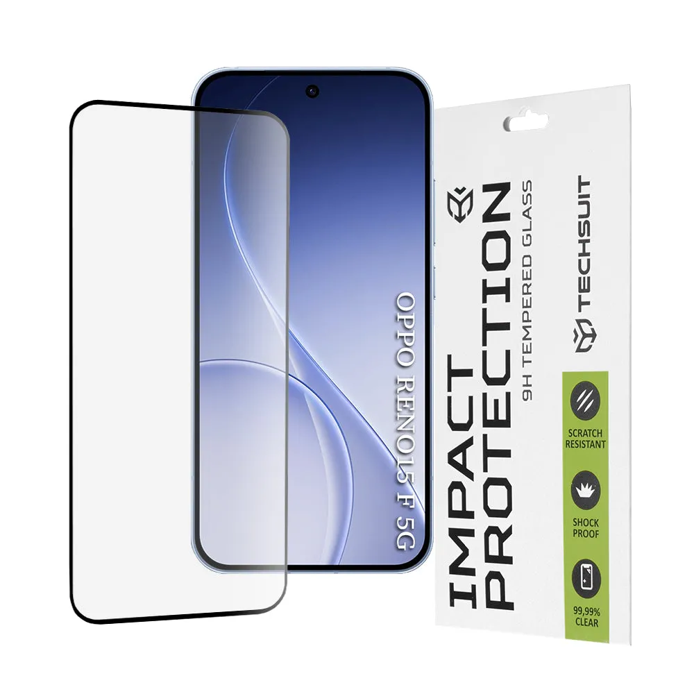 Pellicola protettiva schermo Techsuit per Oppo Reno15 FS / Reno15 F, Vetro Temperato, Full Glue, 111D, Nera - immagine 1
