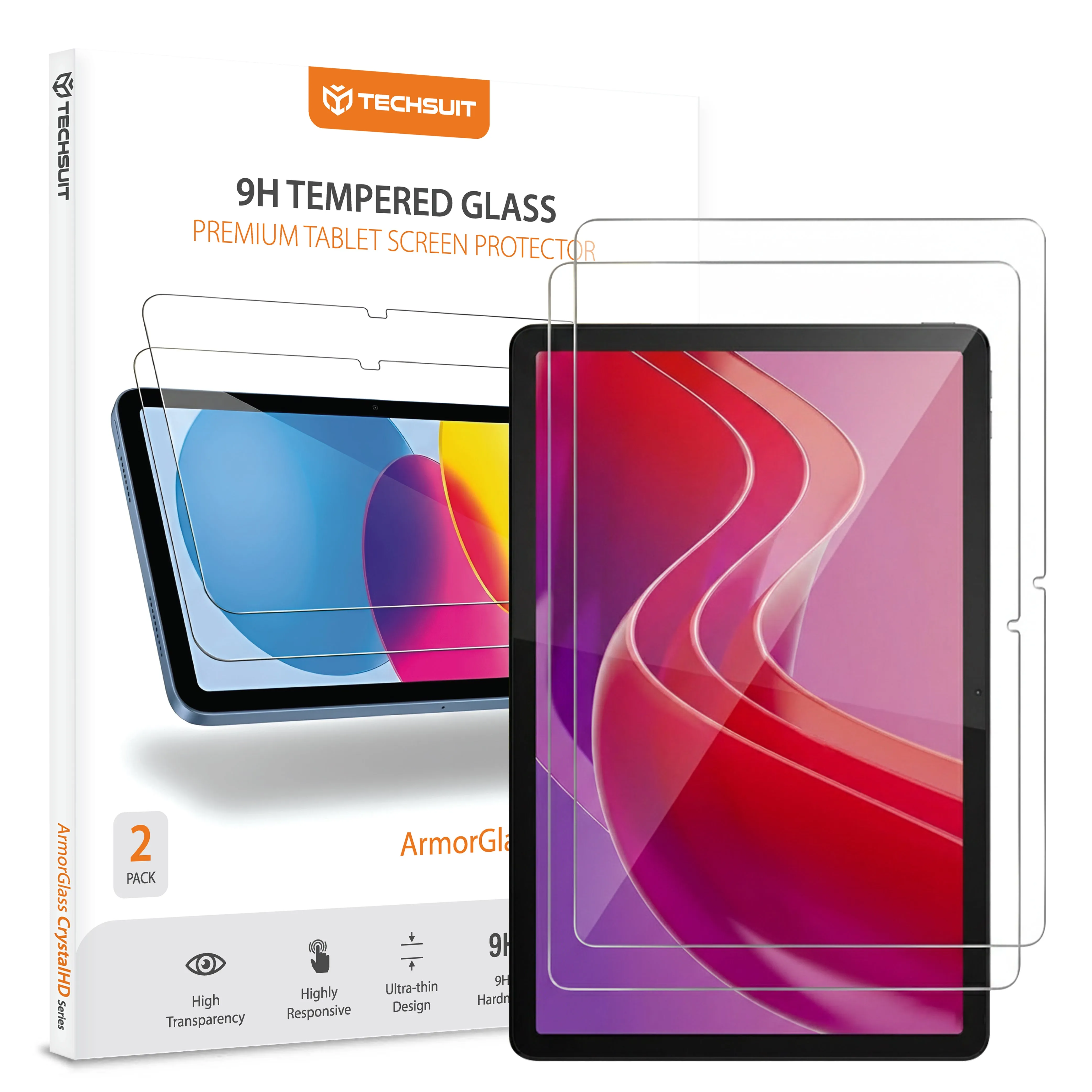 Pellicola protettiva schermo Techsuit ArmorGlass CrystalHD per Lenovo Tab M11, Vetro Temperato, Full Glue, Set 2 pezzi - immagine 1