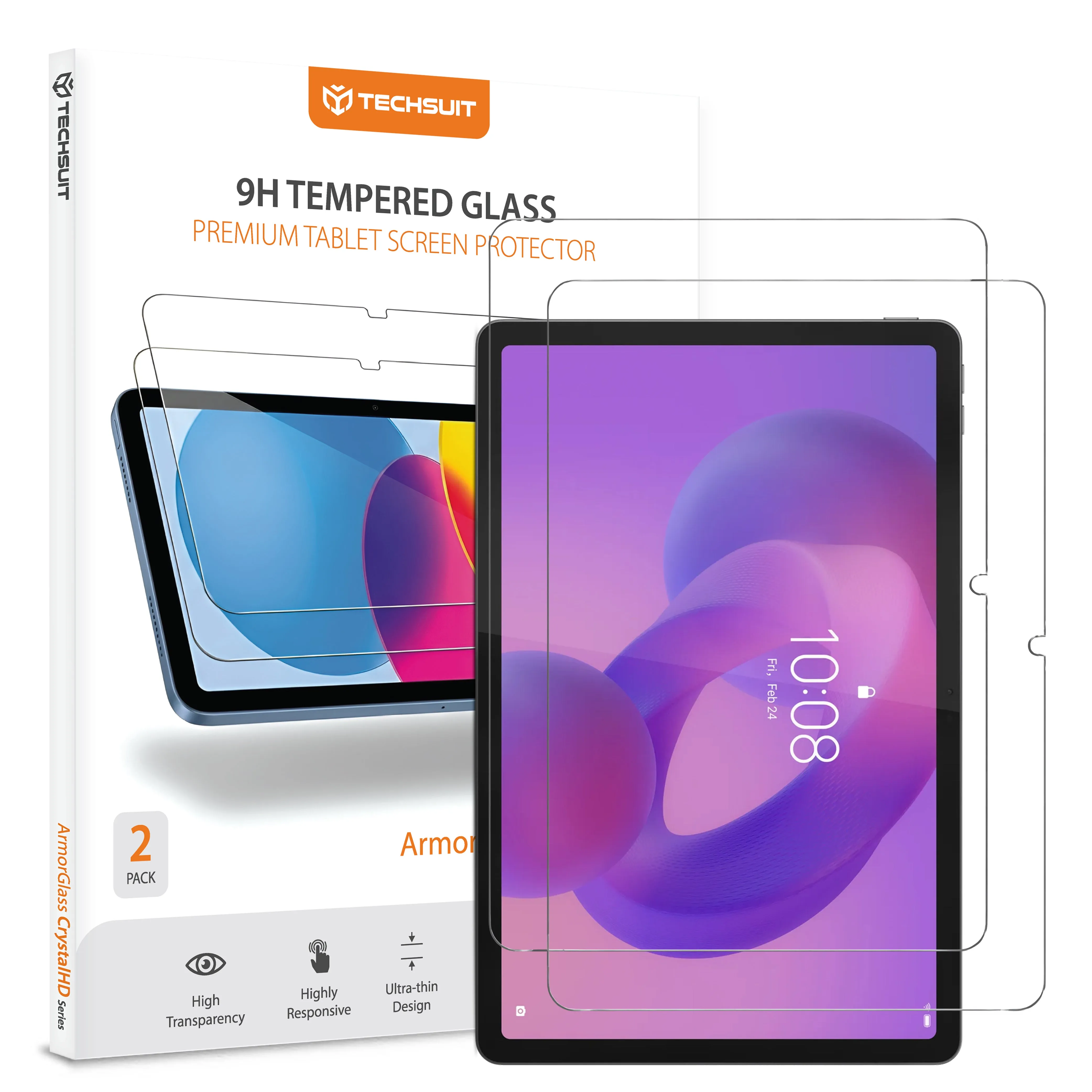 Pellicola protettiva schermo Techsuit ArmorGlass CrystalHD per Lenovo Idea Tab 11, Vetro Temperato, Full Glue, Set 2 pezzi - immagine 1