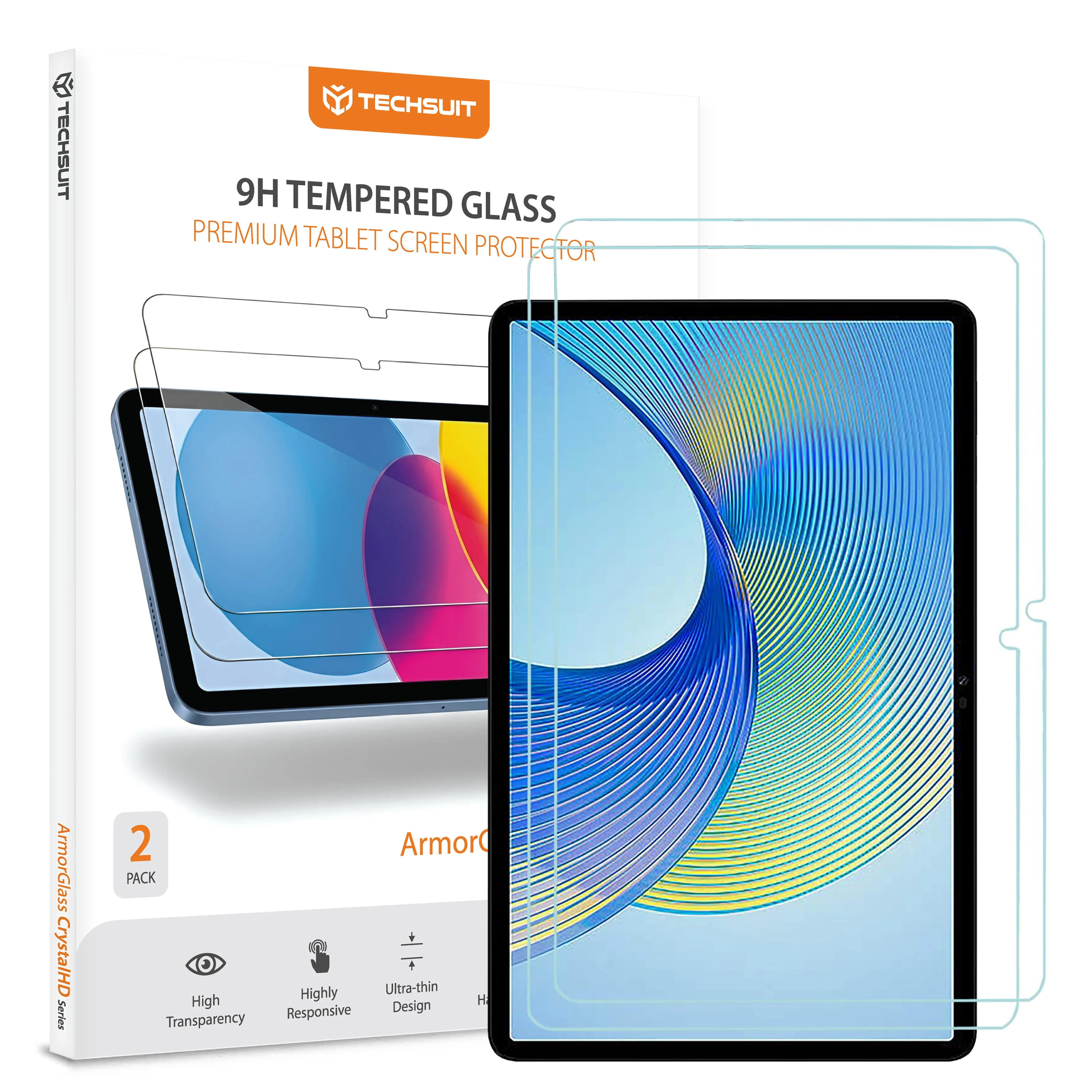 Pellicola protettiva schermo Techsuit ArmorGlass CrystalHD per Honor Pad X9a / X9, Vetro Temperato, Full Glue, Set 2 pezzi - immagine 1