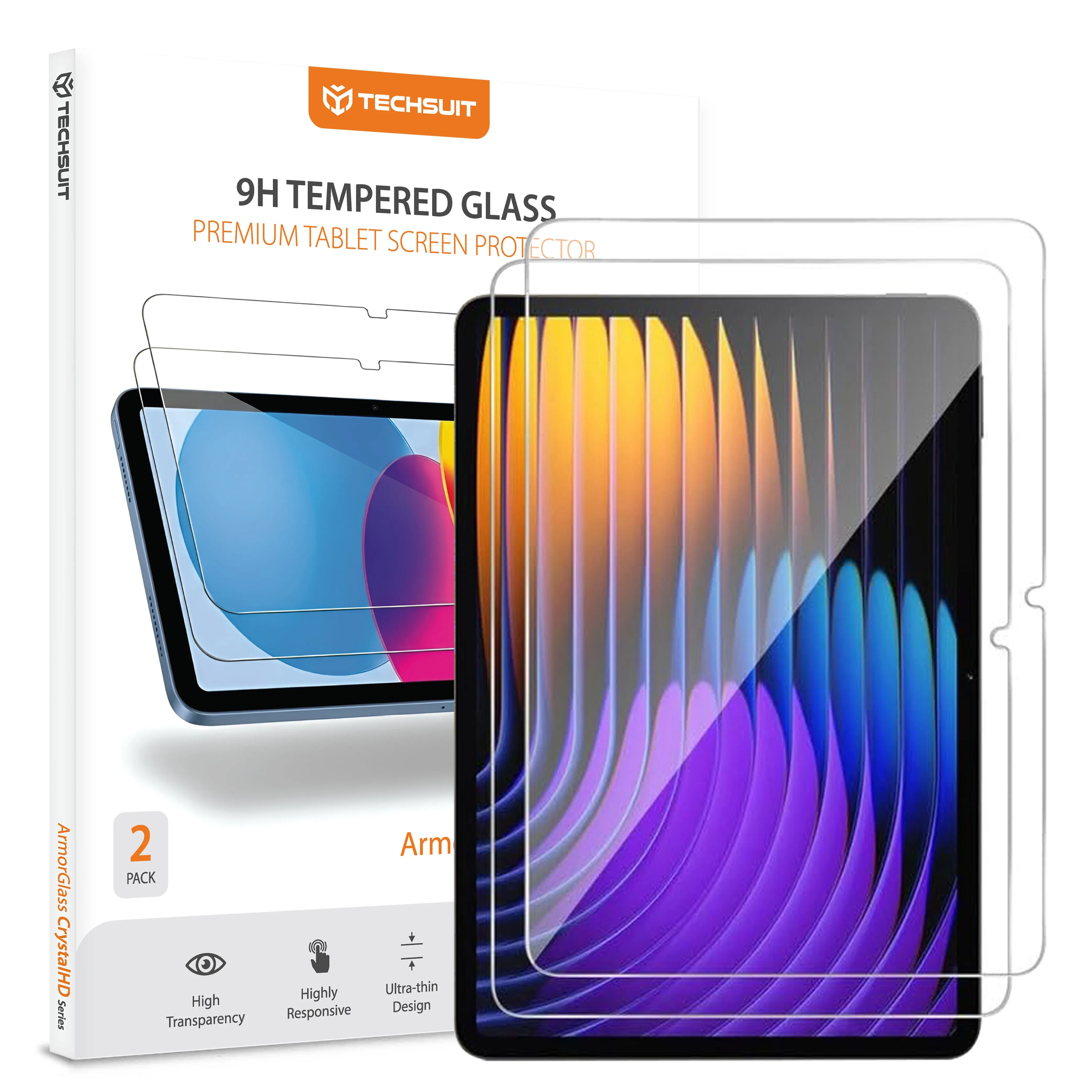 Pellicola protettiva schermo Techsuit ArmorGlass CrystalHD per Xiaomi Pad 7 / 7 Pro, Vetro Temperato, Full Glue, Set 2 pezzi - immagine 1