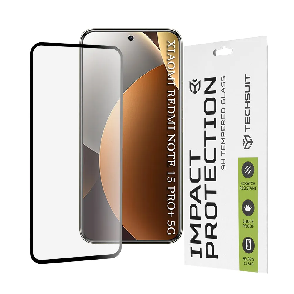 Pellicola protettiva schermo Techsuit per Xiaomi Poco M8 Pro / Redmi Note 15 Pro+ 5G, Vetro Temperato, Full Glue, 111D, Nera - immagine 1