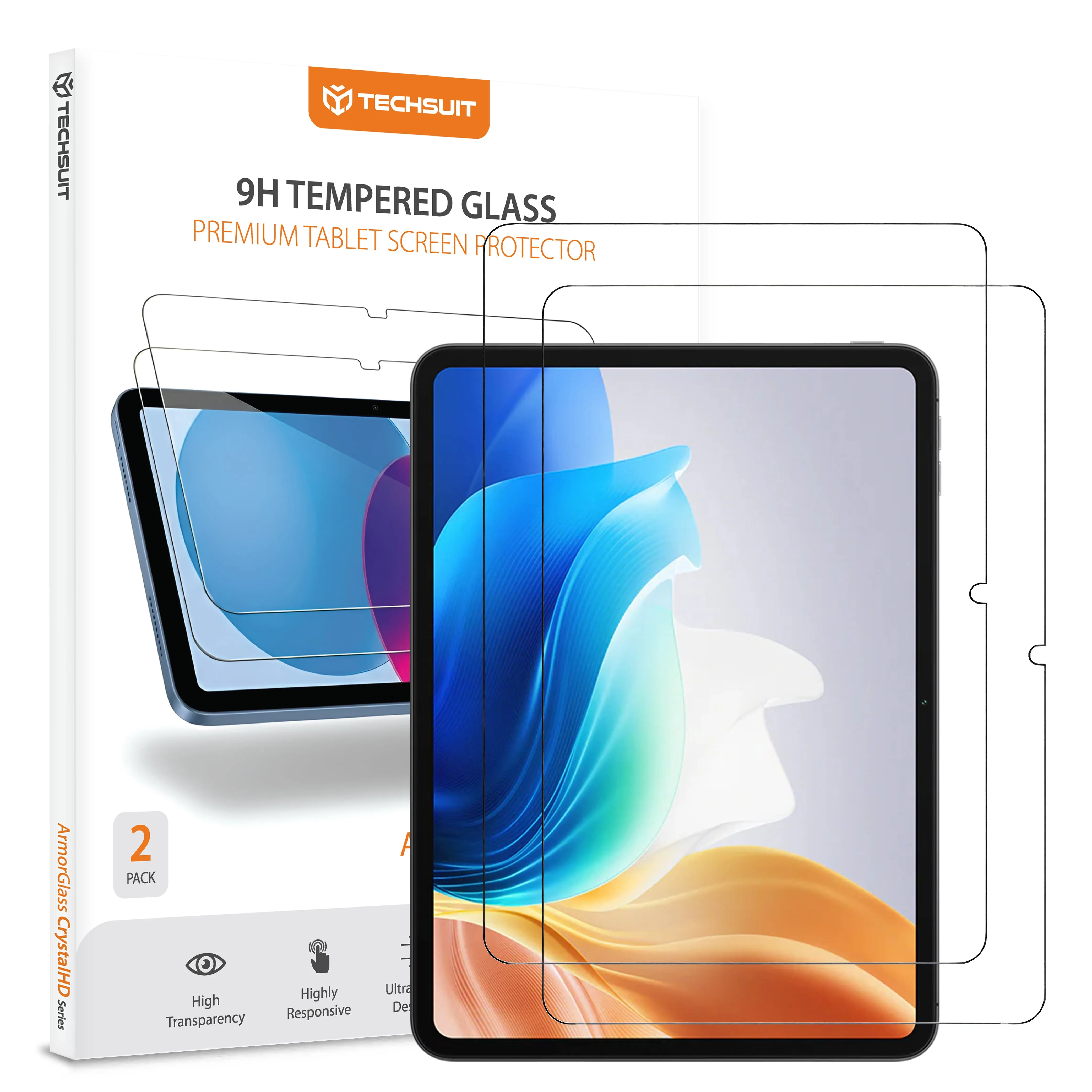 Pellicola protettiva schermo Techsuit ArmorGlass CrystalHD per Oppo Pad Air2 / Pad Neo / OnePlus Pad Go, Vetro Temperato, Full Glue, Set 2 pezzi - immagine 1