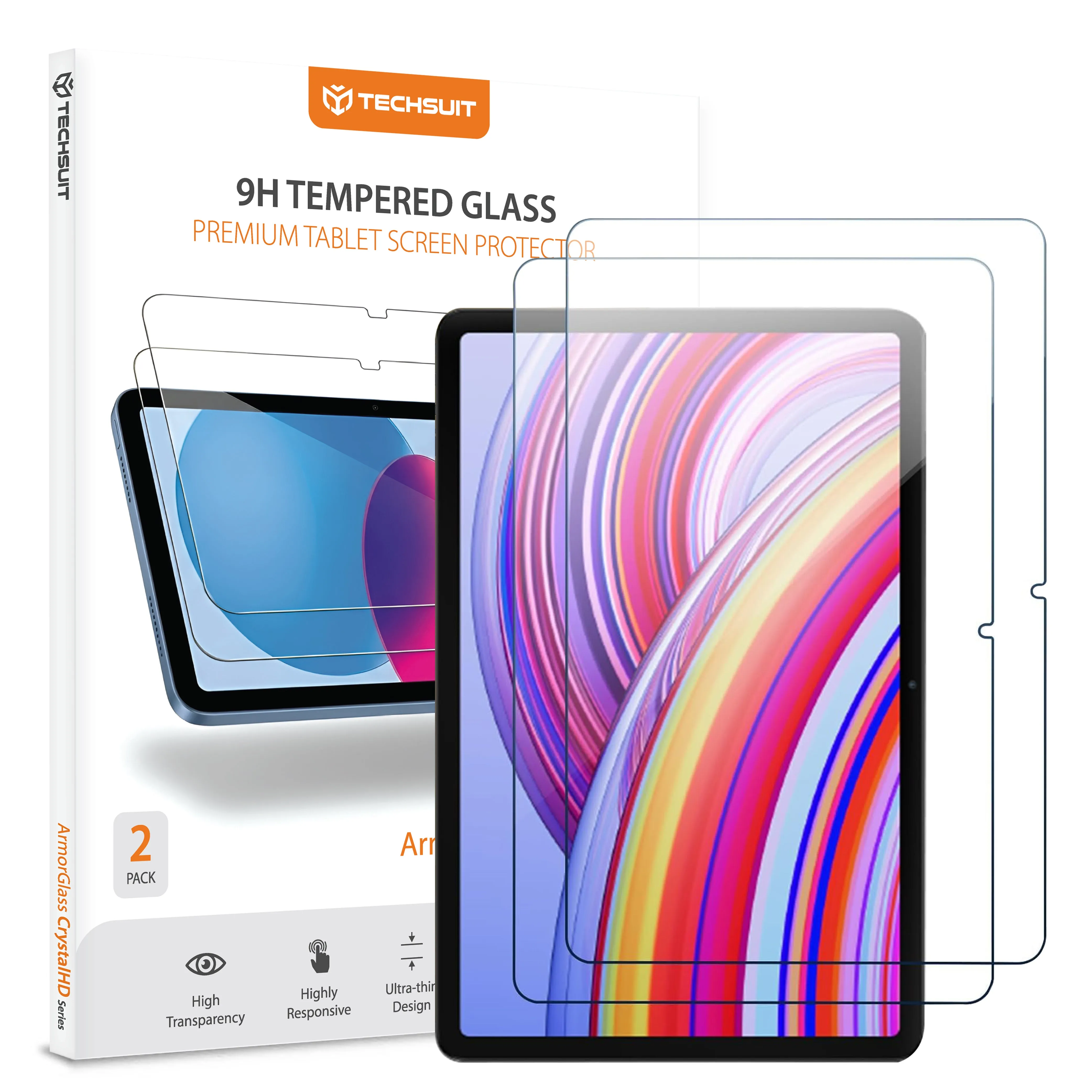 Pellicola protettiva schermo Techsuit ArmorGlass CrystalHD per Xiaomi Redmi Pad Pro / Pad Pro 5G / Poco Pad, Vetro Temperato, Full Glue, Set 2 pezzi - immagine 1