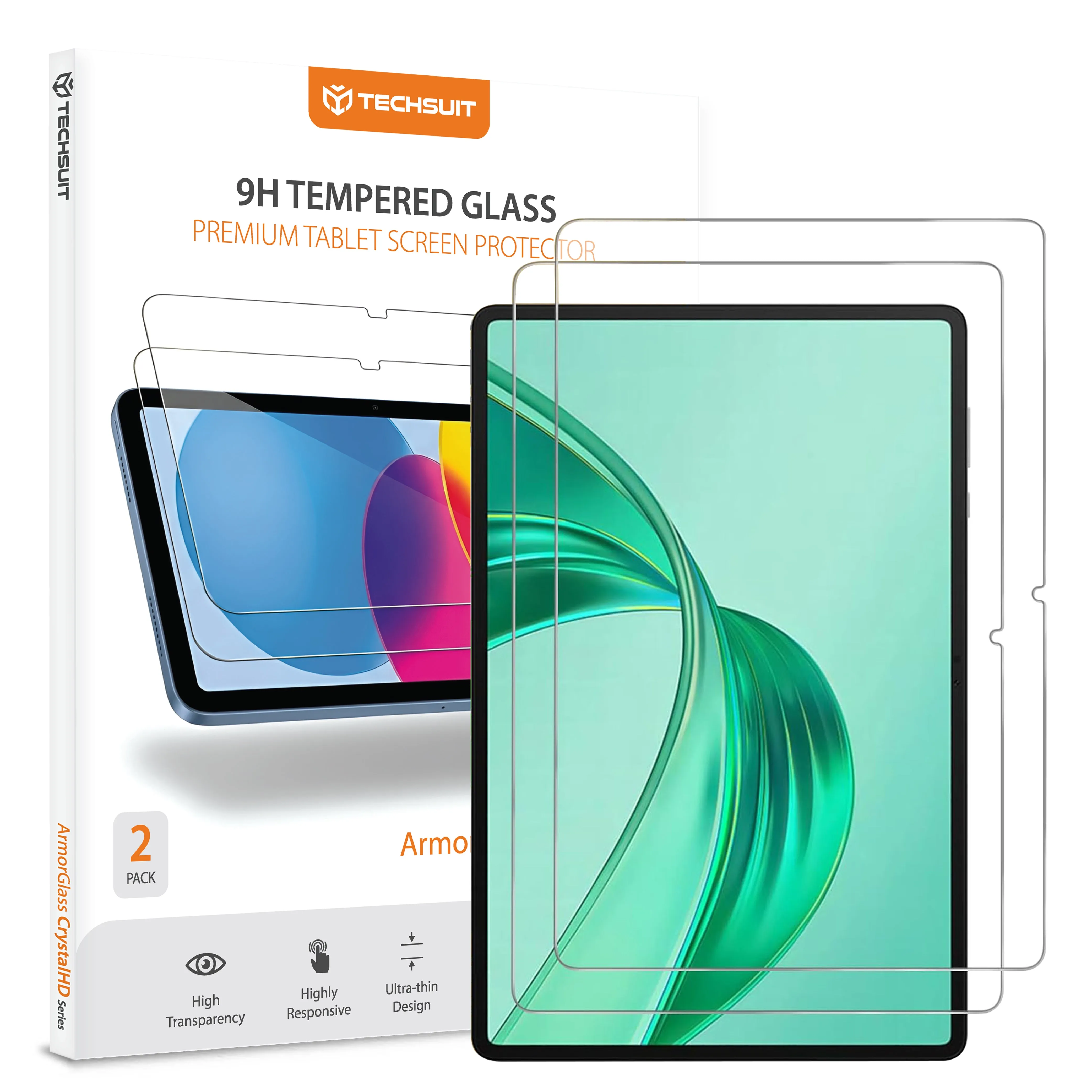 Pellicola protettiva schermo Techsuit ArmorGlass CrystalHD per Honor Pad X8a / Xiaomi Pad 6 / 6 Pro, Vetro Temperato, Full Glue, Set 2 pezzi - immagine 1