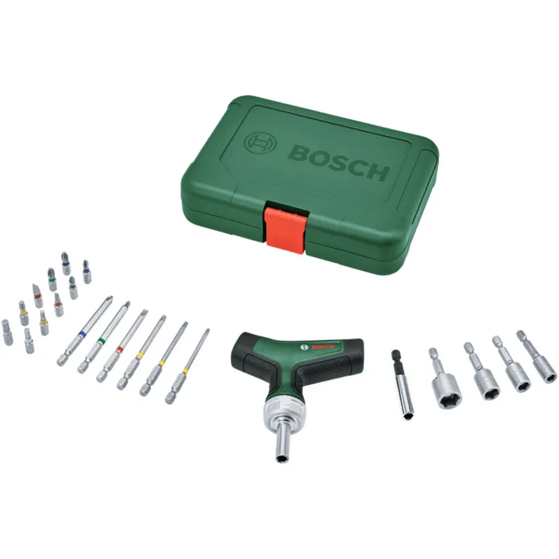 Cacciavite a cricchetto con impugnatura a T e set di punte, 22 pezzi, Set di bit - immagine 1