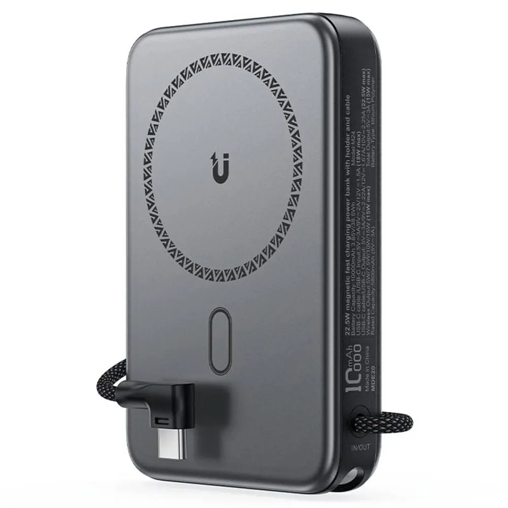 Batteria Esterna Wireless Acefast M24, 10000mAh, 22.5W, PD + FQI, 1 x QI - 2 x USB-C, Grigio - immagine 1